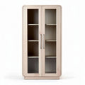 Wooden display cabinet with glass doors and adjustable shelves 85 x 40 x 180cm