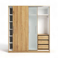 Modern wooden wardrobe with sliding doors and storage drawers 150 x 60 x 200cm