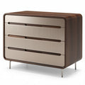 Wooden dresser with metal drawer fronts 90 x 45 x 75cm for bedroom storage