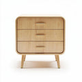 Wooden nightstand with three drawers and gold handles 40 x 30 x 60cm