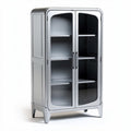 Metal storage cabinet with glass doors and adjustable shelves silver 80 x 40 x 120cm