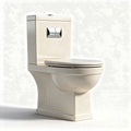 Two-piece ceramic toilet for bathroom with standard height and elongated bowl