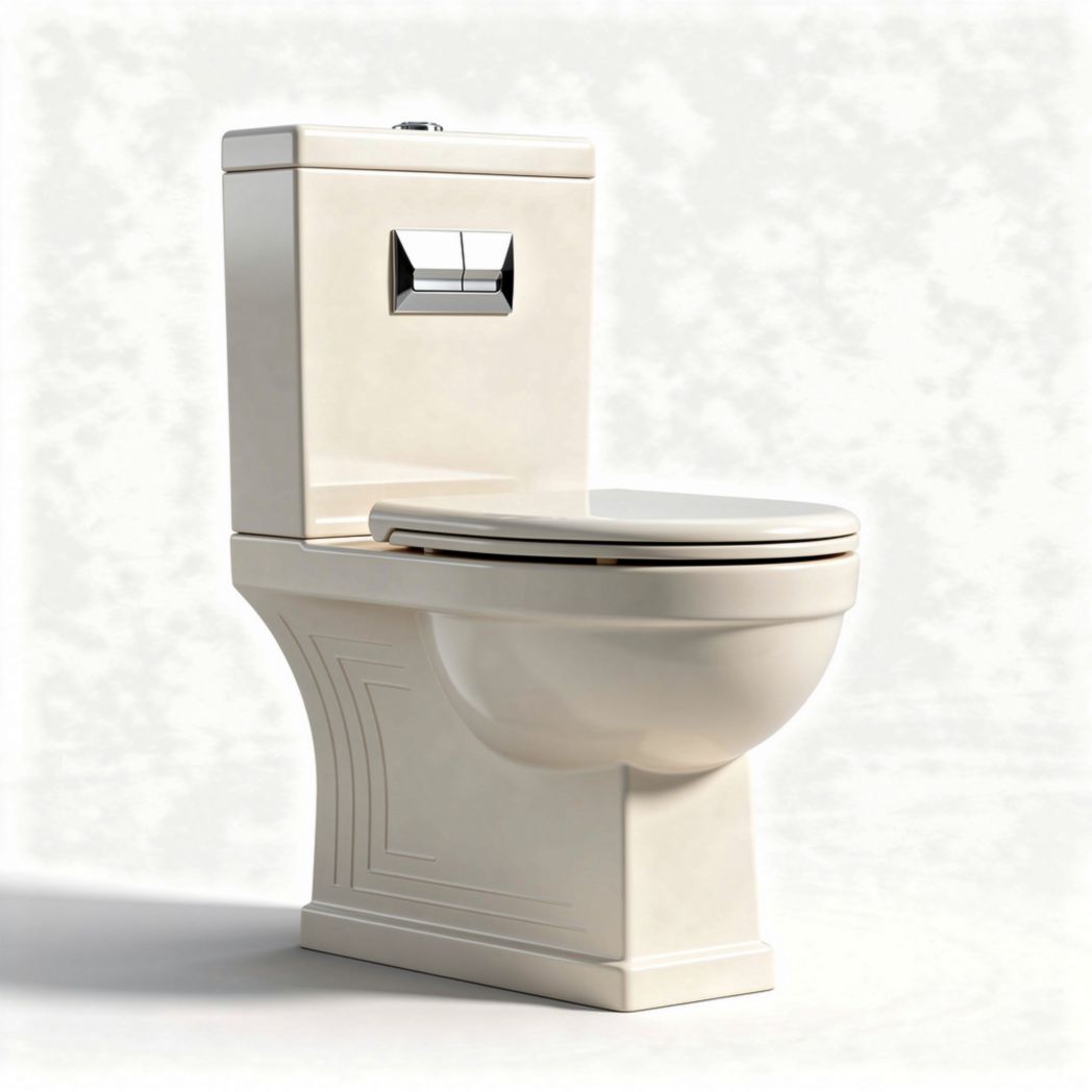 Two-piece ceramic toilet for bathroom with standard height and elongated bowl