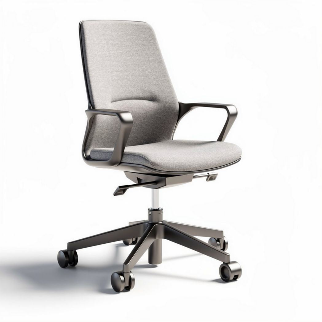 Gray ergonomic office chair with swivel base and adjustable height