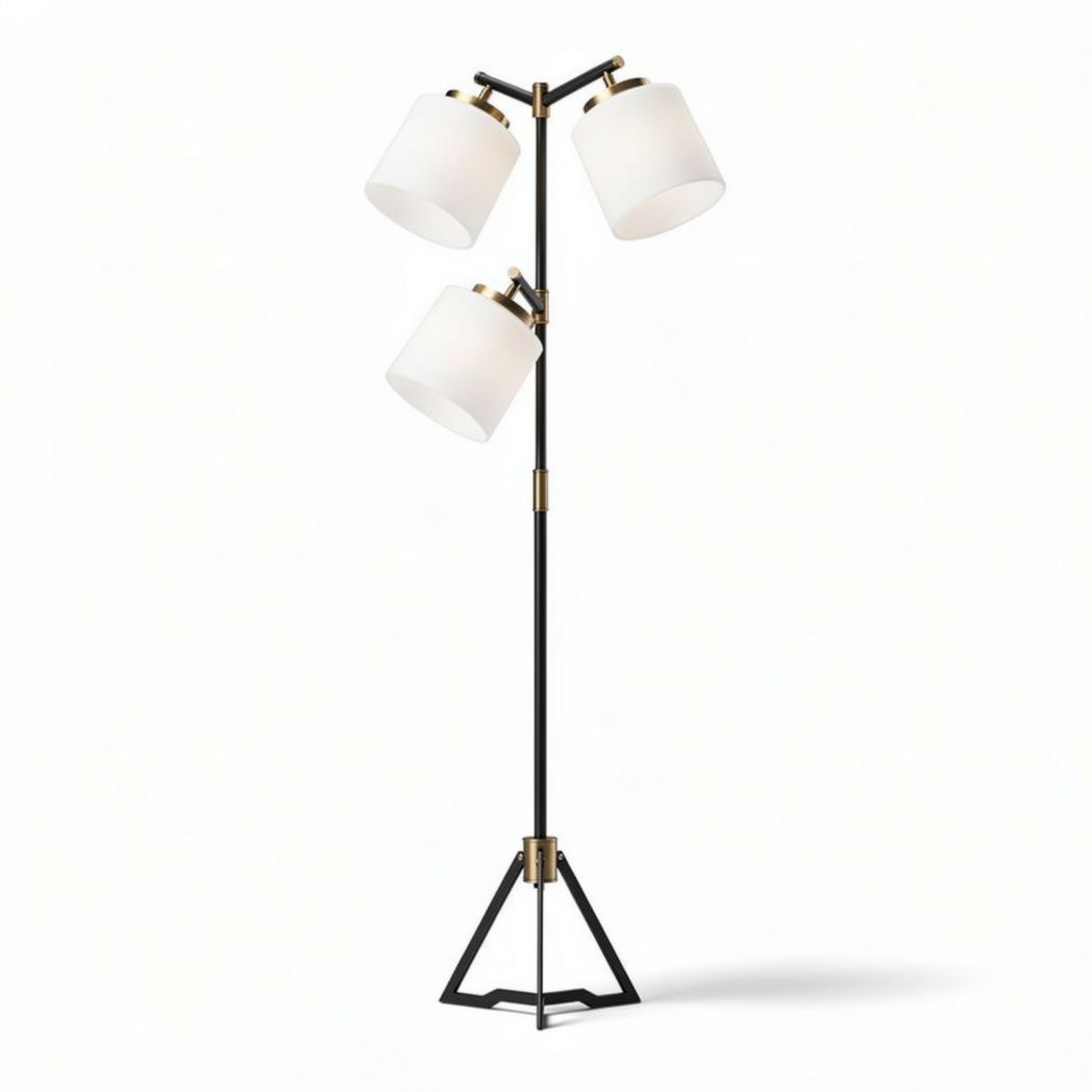 Three-bulb floor lamp with adjustable shades black and white 20 x 20 x 150cm