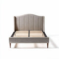 Upholstered bed frame in beige fabric with wooden slats 190 x 160 x 100cm