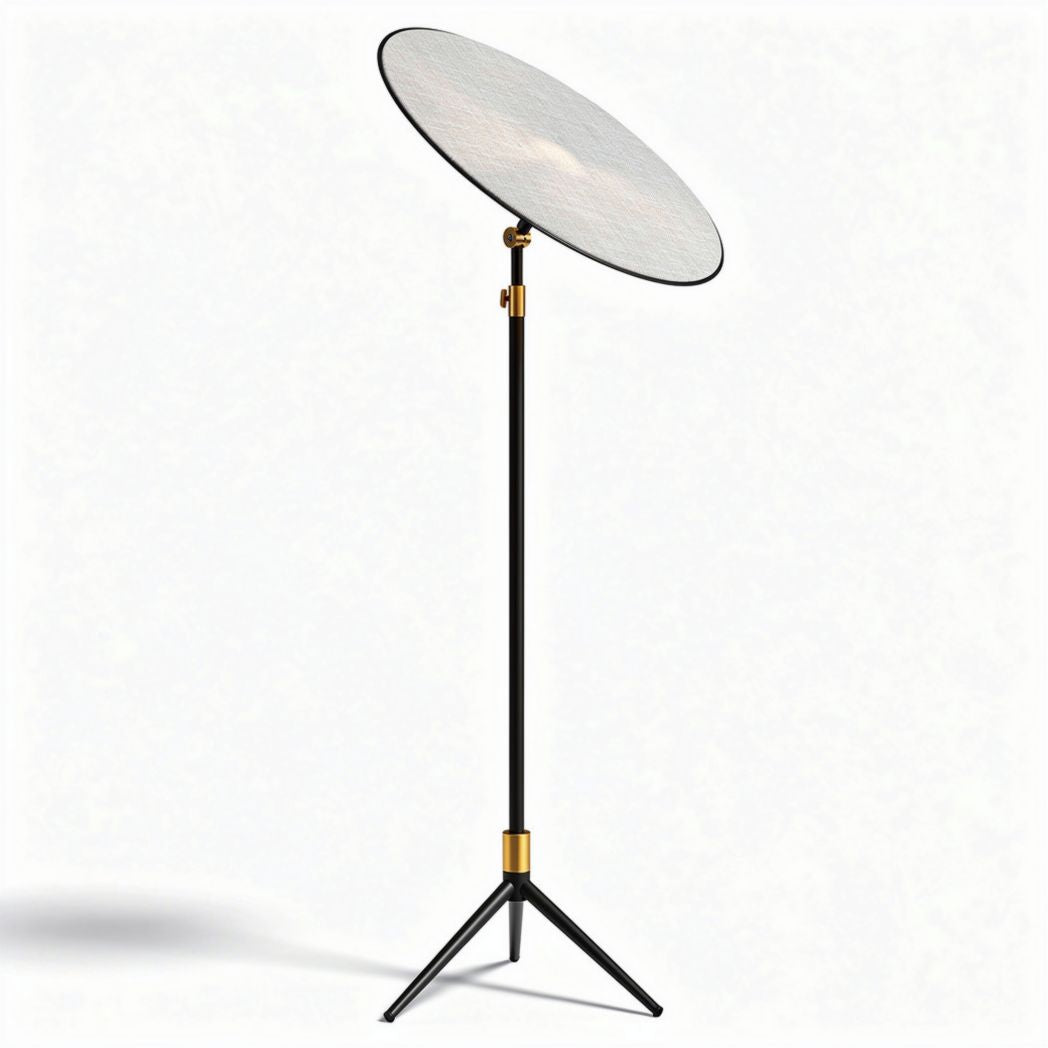 Adjustable tripod floor lamp with round shade and black metal stand 40 x 40 x 150cm
