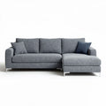 Sectional sofa in gray fabric with chaise lounge and two accent pillows 200 x 90 x 85cm